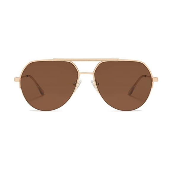 ?New Brown Classic Aviator Sunglasses for Women Men Semi-Rimless Shades main image 4